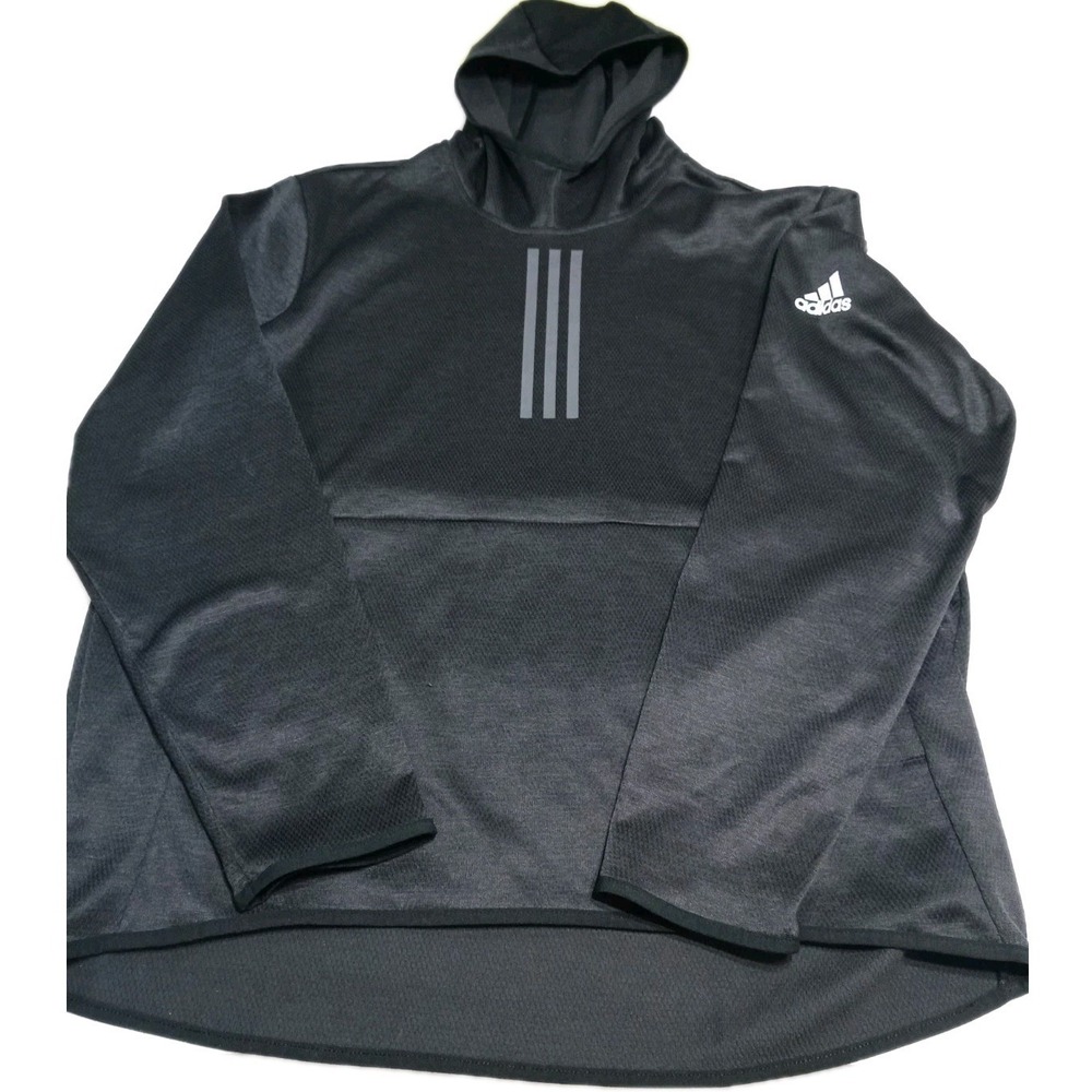 Adidas Team Issue 3 Stripes Climawarm Black Heather Pullover Hoodie Mens XLarge